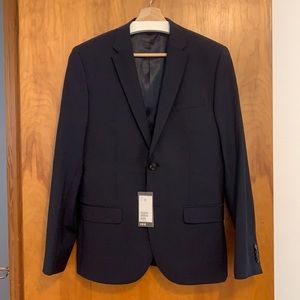 Skinny Fit Wool-blend Blazer (Dark blue)